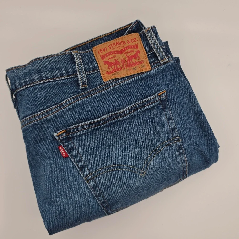 Levi's 505 Jeans Mens‎ 40x30 Regular Fit Blue Straight Leg Stretch Casual